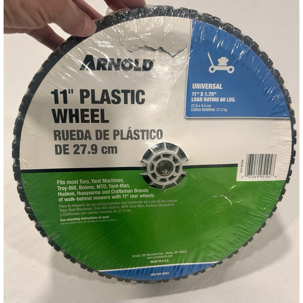 Arnold 490-325-0023 11" Universal Plastic Rear Wheel Fits MTD, Craftsman,‎ Toro